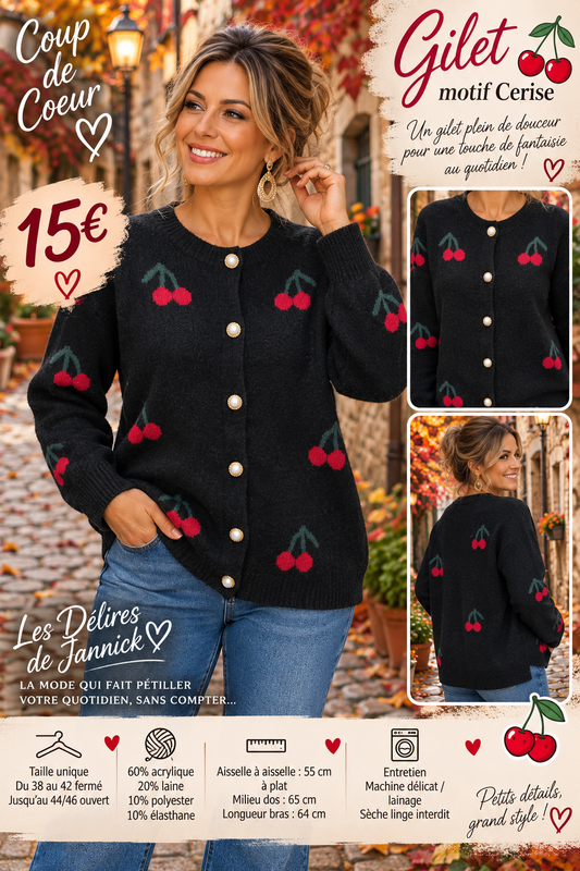 *101 🍒 NOUVEAUTÉ – LE GILET COUP DE CŒUR 🍒 Coloris NOIR