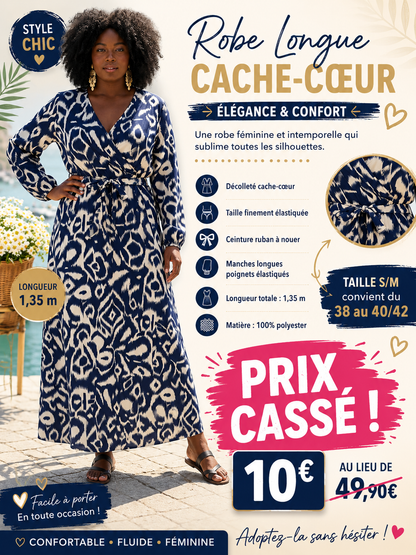 🌸 Robe Longue Cache-Cœur – Élégance à Prix Exceptionnel 🌸