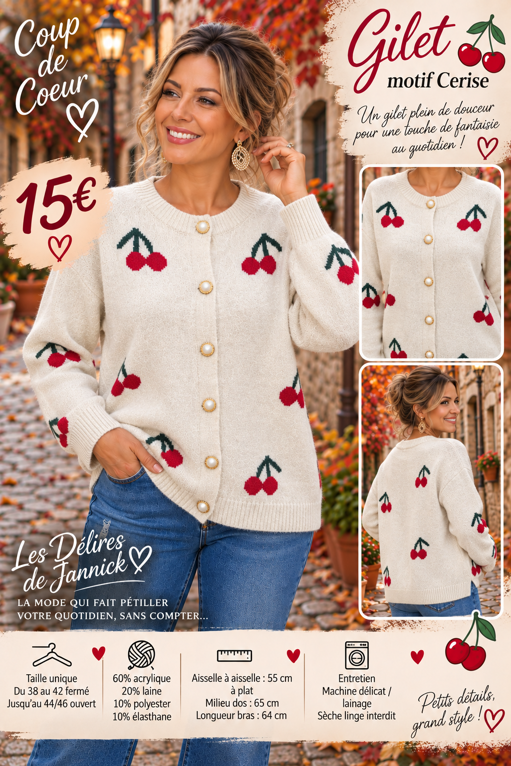 *101 🍒 NOUVEAUTÉ – LE GILET COUP DE CŒUR 🍒 coloris BLANC CASSER
