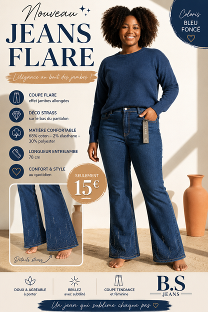 2✨ Jean Flare B.S Jeans – Élégance, confort et touche de brillance