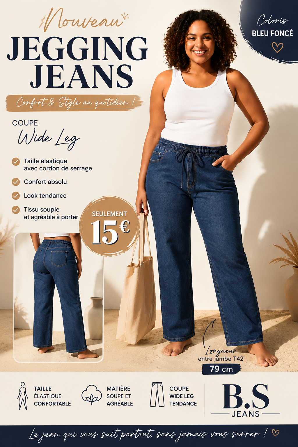 1✨ Jegging Jeans Wide Leg B.S Jeans – L'alliance parfaite du style et du confort