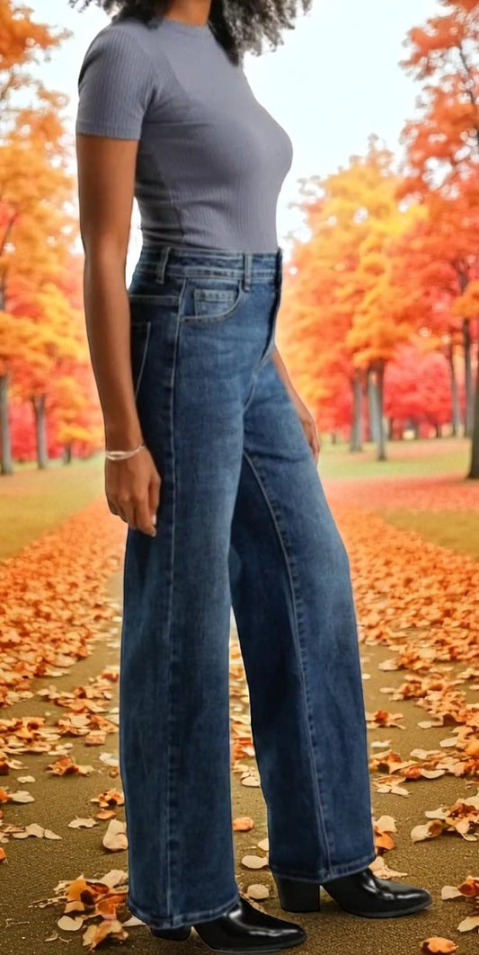 JEANS BLEU WIDE LEG  LEA  G-SMACK