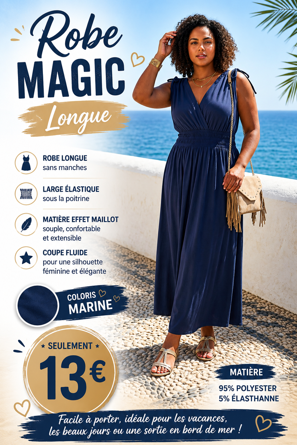 🌊 Robe Magic Longue – Coloris Marine