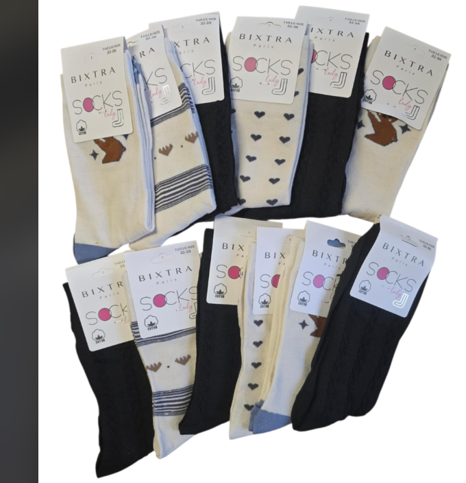 Lot de 12 paires chaussettes dame du 35 au 42
