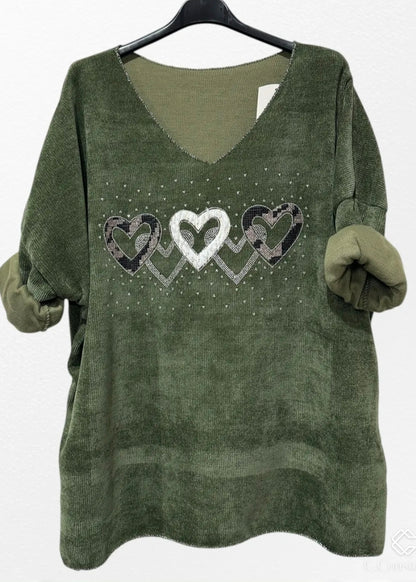 Pull effet velour Coeur