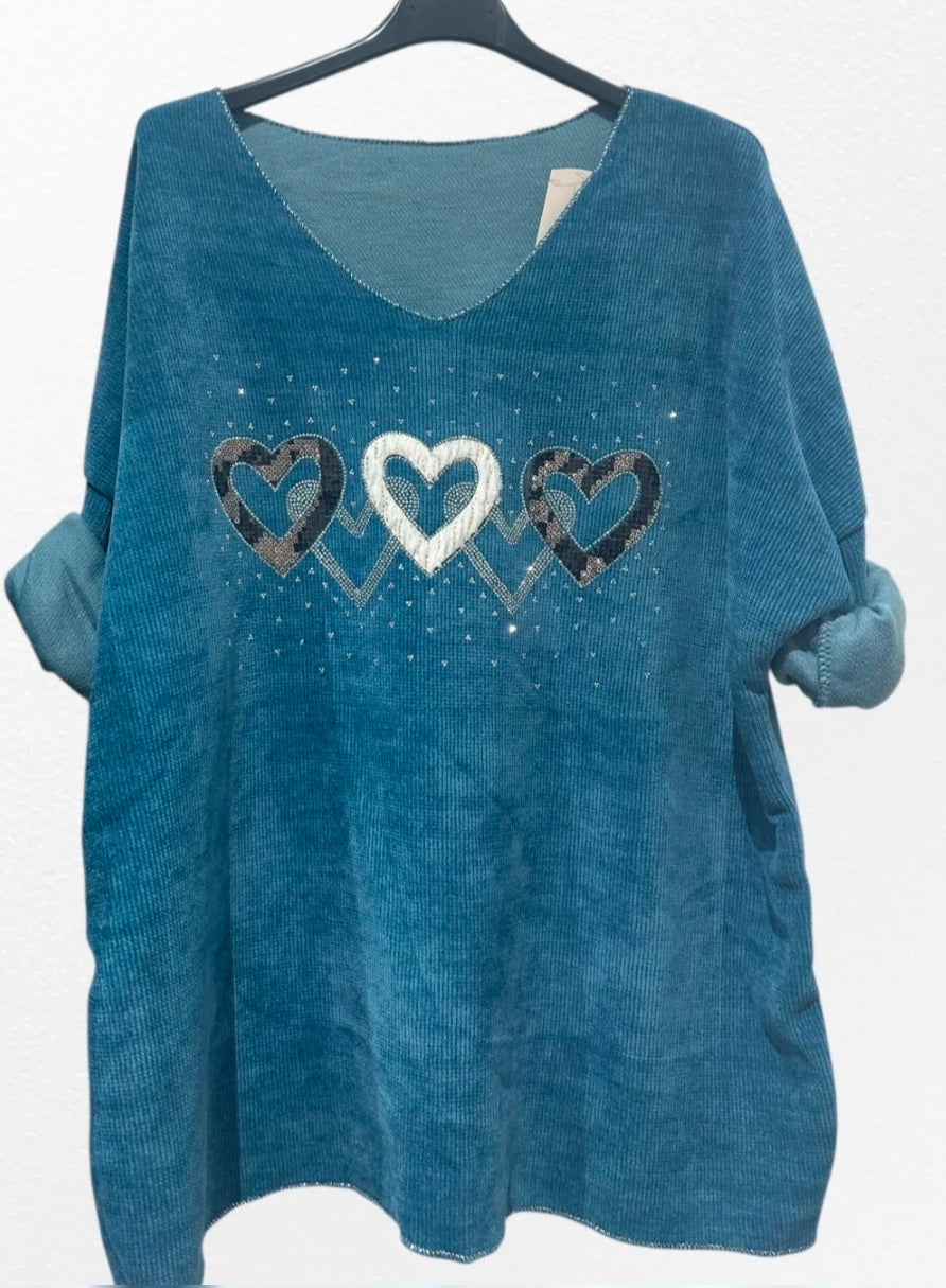 Pull effet velours Coeur