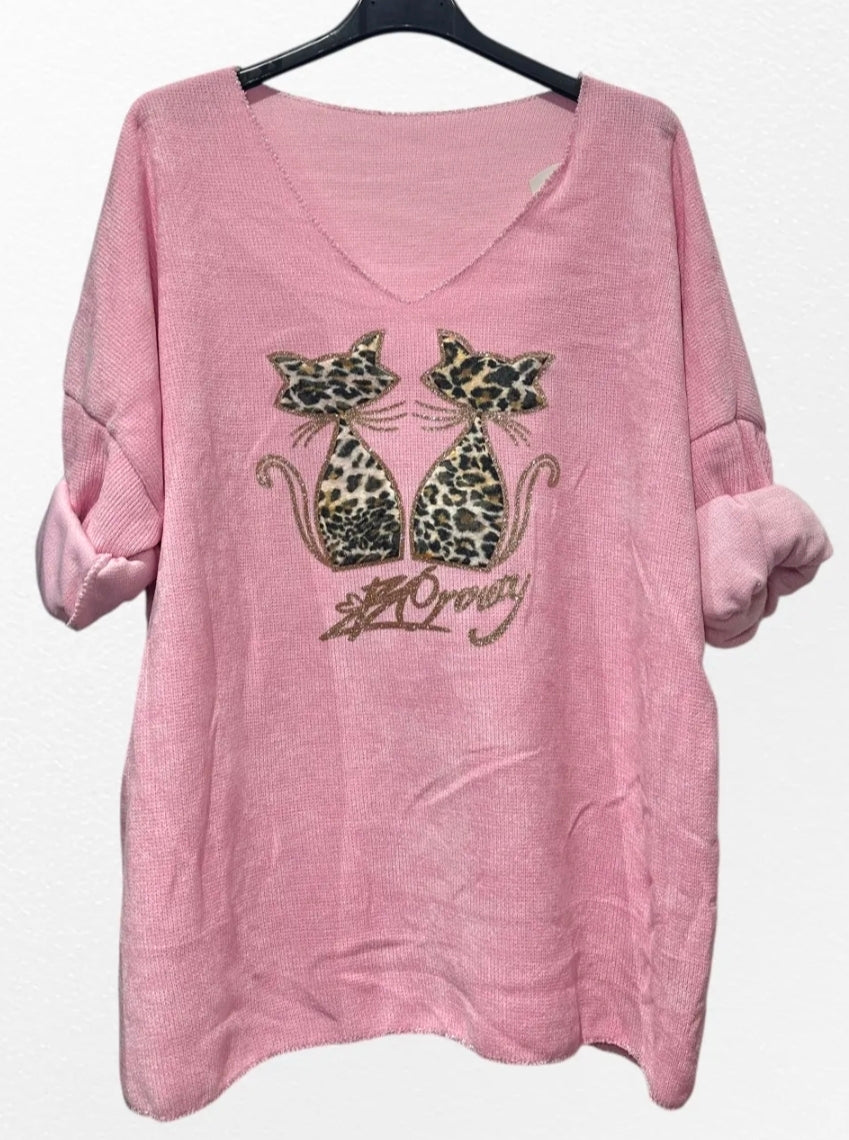 Pull effet velour chats leopard