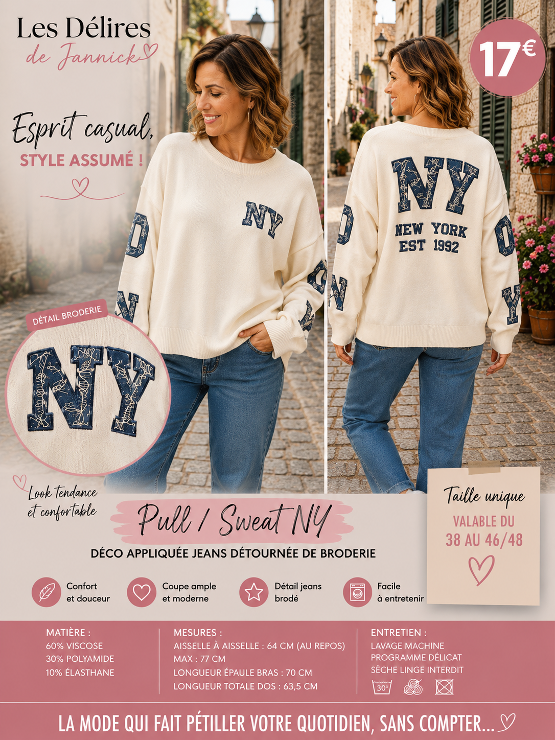 *78 ✨ NOUVEAUTÉ – LE PULL/SWEAT NY QUI FAIT TOUTE LA DIFFÉRENCE ! ✨