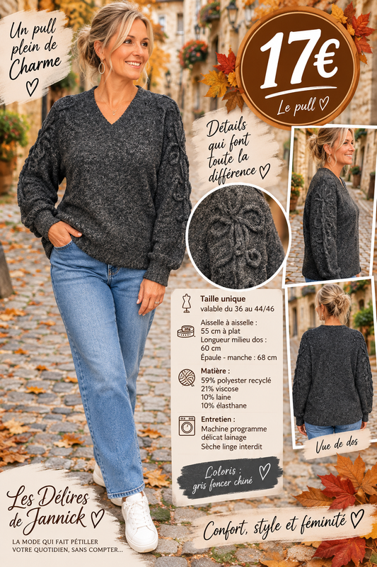 *96 🍂 Le pull qui fait toute la différence 🍂 GRIS FONCER