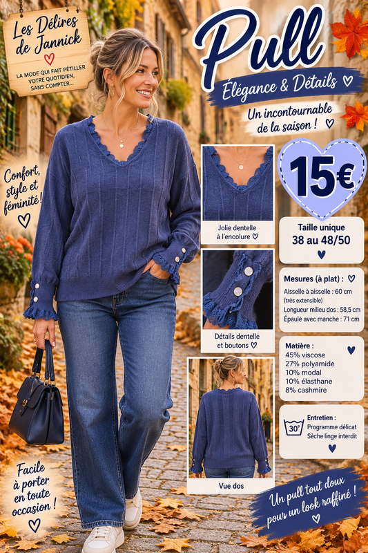 *98 🖤 ÉLÉGANCE & DÉTAILS – LE PULL MARINE COUP DE CŒUR 🖤