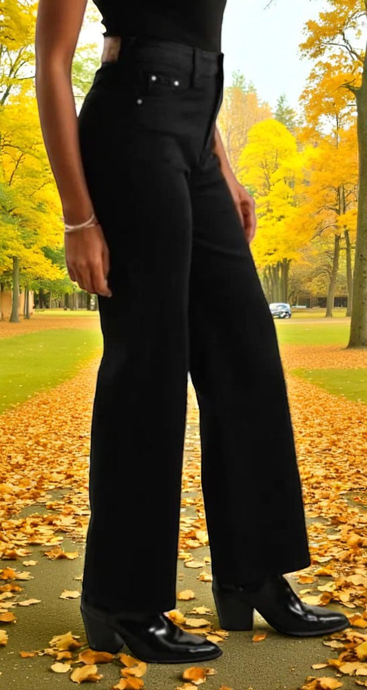 JEANS WIDE LEG NOIR  CECILIA  G-SMACK