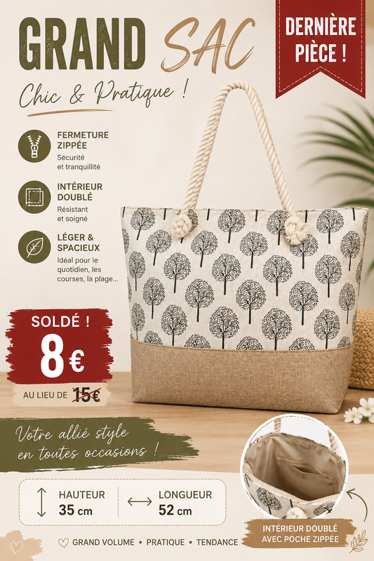 👜 Grand Sac Cabas – Chic, Pratique & Spacieux