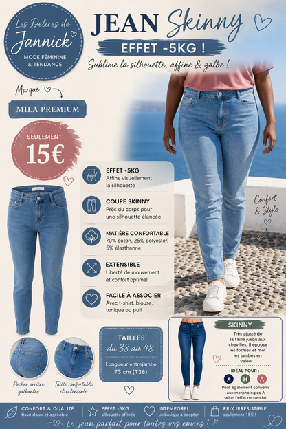 20.✨ Jean Skinny Mila Premium – L'effet galbant qui sublime votre silhouette ✨