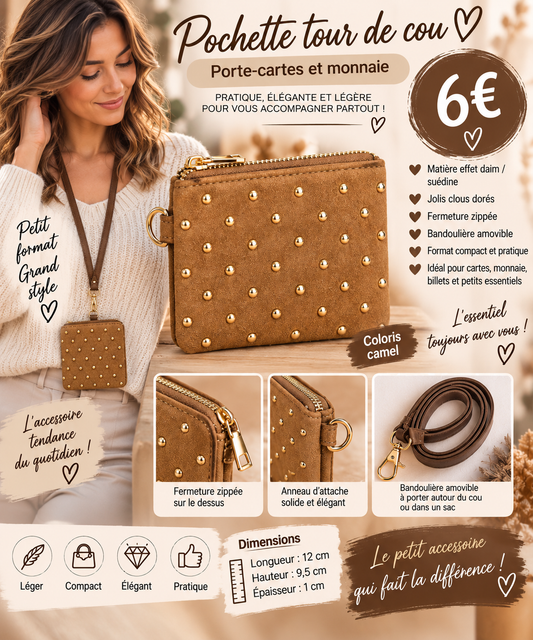 🤎 Pochette tour de cou – coloris camel 🤎