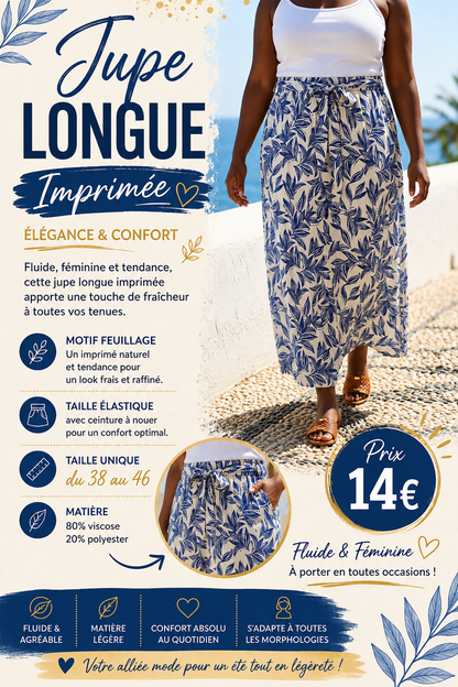 🌿 Jupe longue imprimée feuillage
