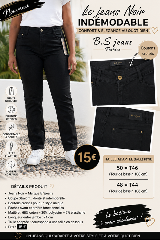 21.✨ Jean noir B.S Jeans – Coupe Straight ✨