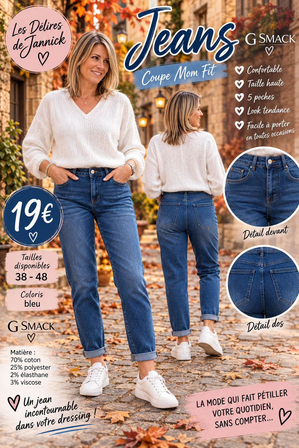 150 PRE COMMANDE🌸 NOUVEAUTÉ – JEANS MOM FIT G SMACK 🌸arrivage prevu vers le 24 septembre 26