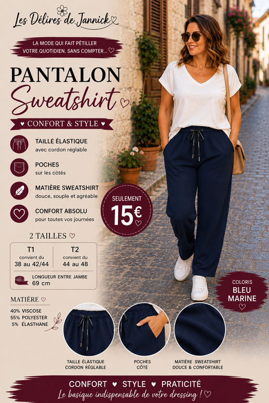 *85 ✨PANTALON SWEATSHIRT – COLORIS marine ✨