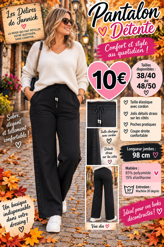 *91 ✨ PANTALON NOIR DÉTENTE QUI ALLIE CONFORT & STYLE ! ✨
