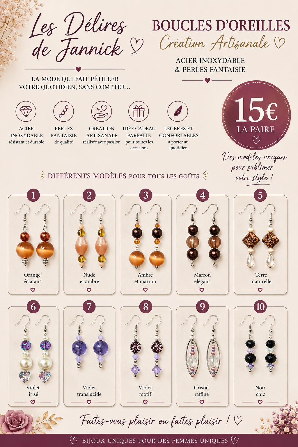 ✨ BOUCLES D’OREILLES – CRÉATIONS ARTISANALES ✨